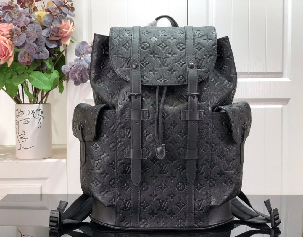 Louis Vuitton M55699 Christopher Backpack MM Leather Black
