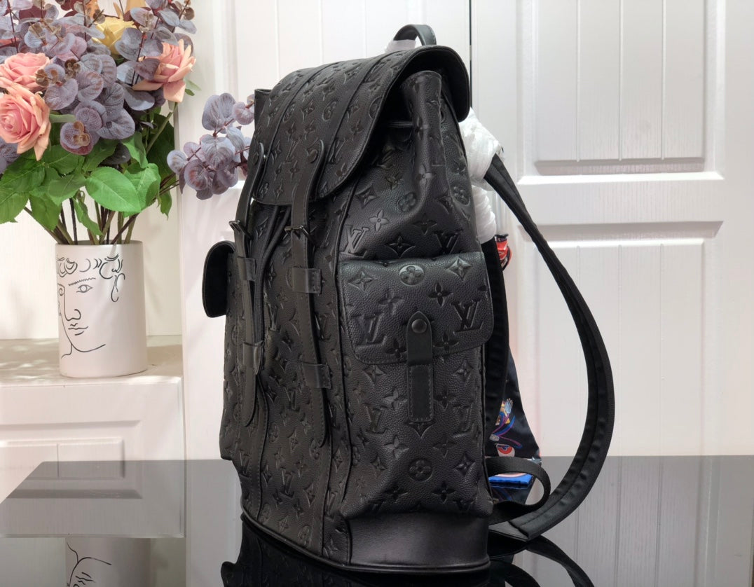 Louis Vuitton M55699 Christopher Backpack MM Leather Black