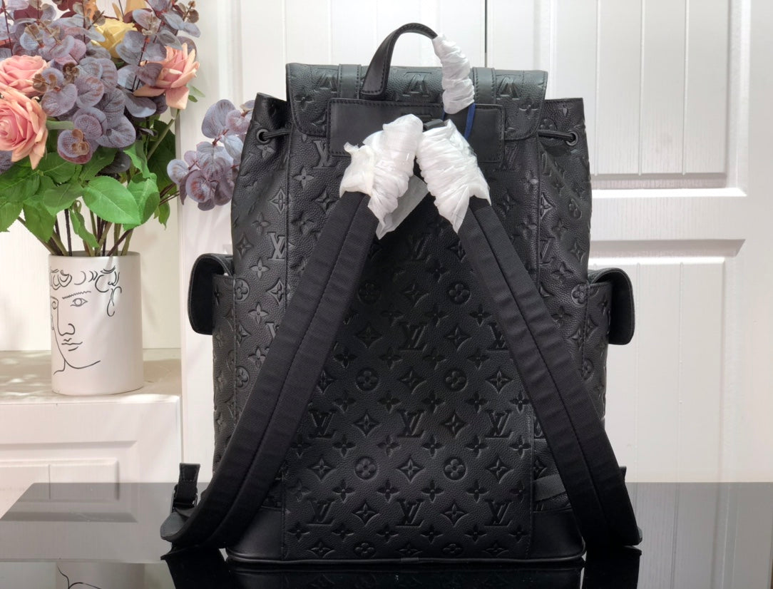 Louis Vuitton M55699 Christopher Backpack MM Leather Black
