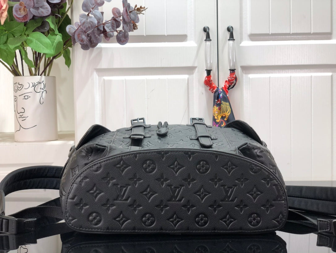 Louis Vuitton M55699 Christopher Backpack MM Leather Black