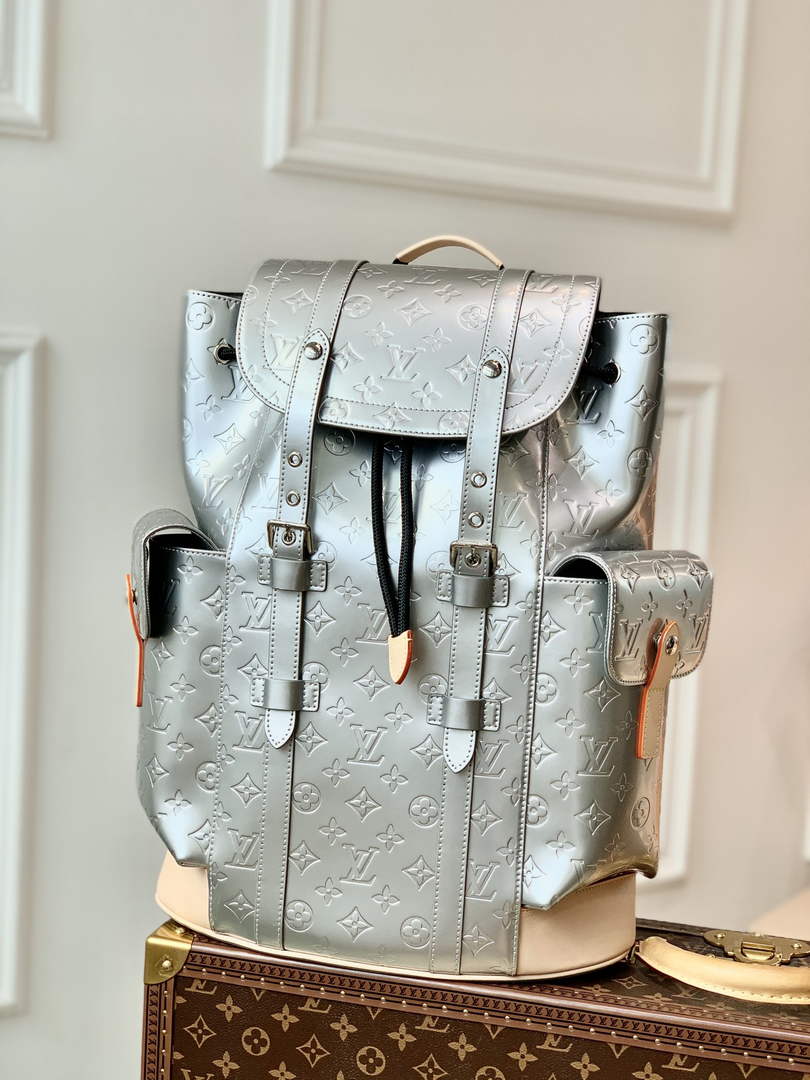 Louis Vuitton M58756 Christopher Backpack MM Leather Silver