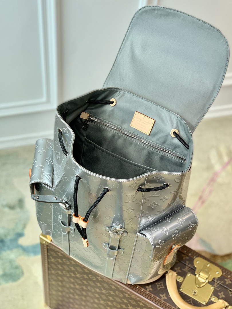 Louis Vuitton M58756 Christopher Backpack MM Leather Silver
