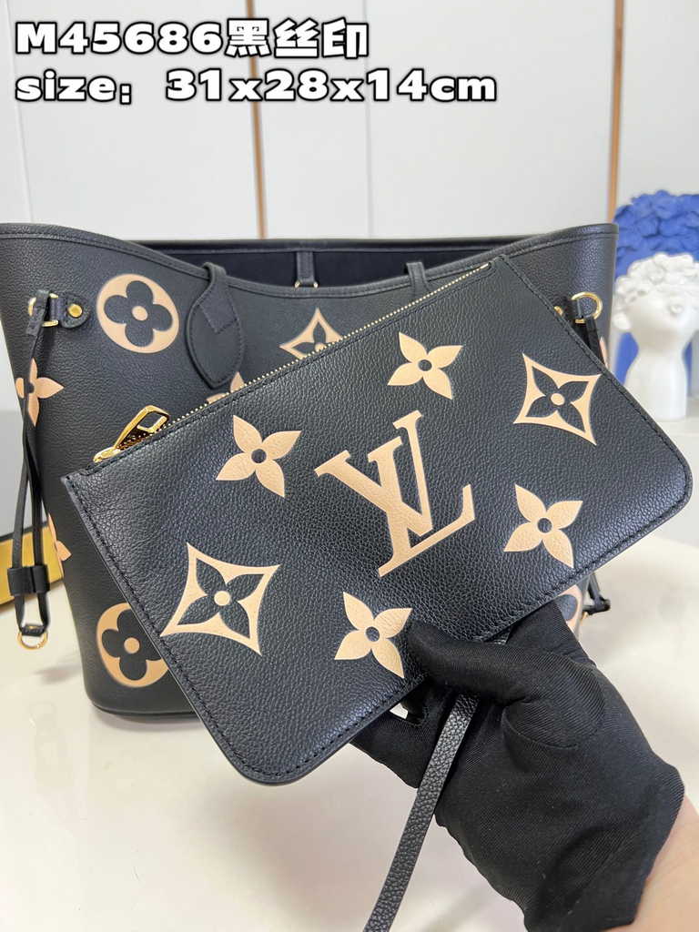 Louis Vuitton M58907 Neverfull MM Bag Monogram Empreinte Leather
