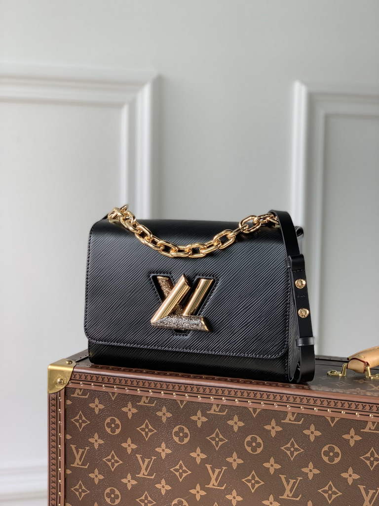 Louis Vuitton M59033 Twist MM Bag Epi Leather Black