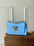 Louis Vuitton M59402 Twist MM Bag Epi Leather Blue