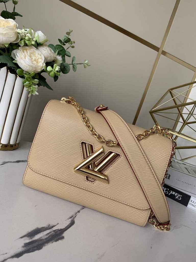 Louis Vuitton M59761 Twist MM Bag Epi Leather Quartz White
