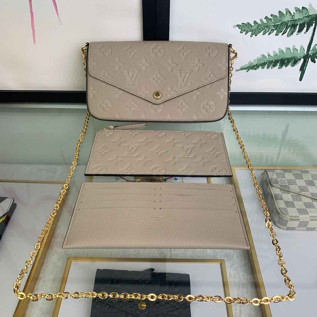 Louis Vuitton M62299 Félicie Pochette Monogram Leather Gray