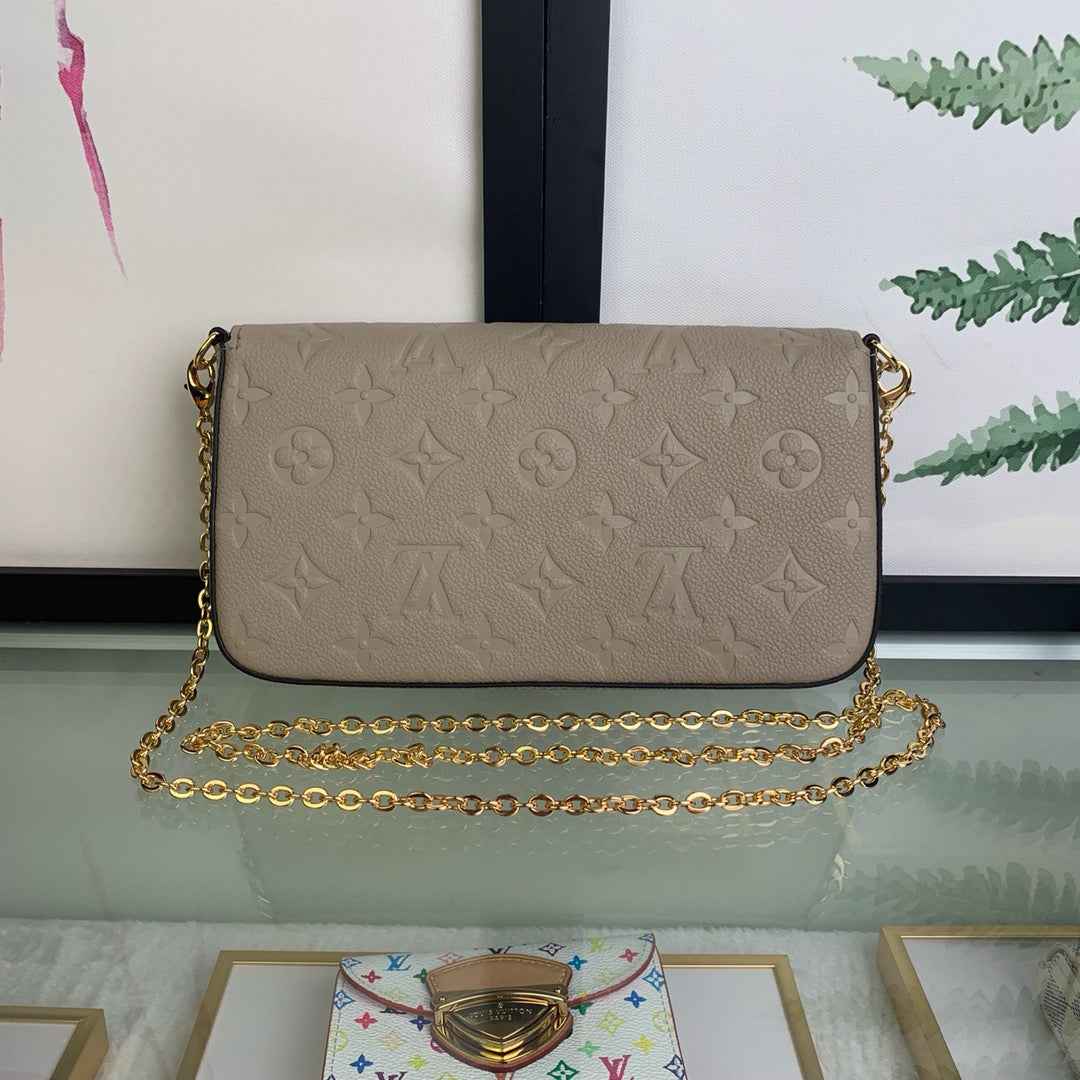 Louis Vuitton M62299 Félicie Pochette Monogram Leather Gray