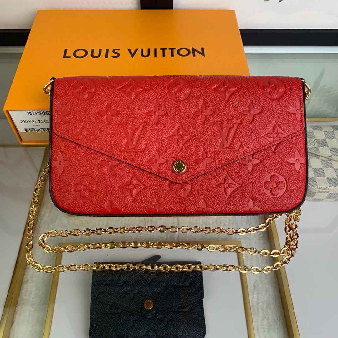 Louis Vuitton M63700 Félicie Pochette Monogram Leather Red