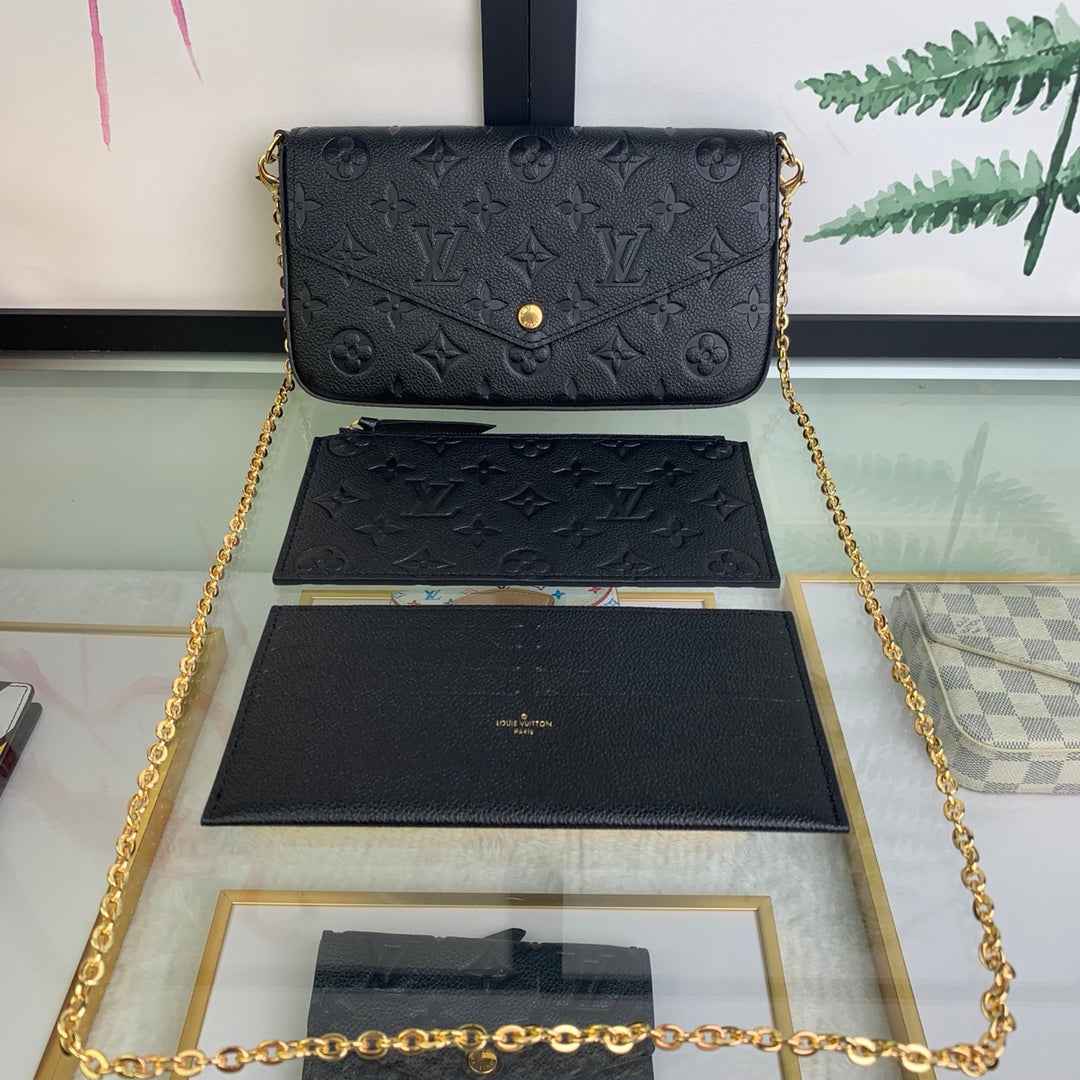 Louis Vuitton M64064 Félicie Pochette Monogram Leather Black