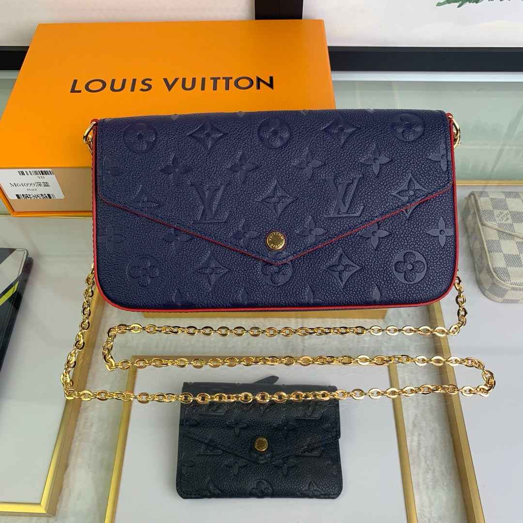 Louis Vuitton M64099 Félicie Pochette Monogram Leather Navy Blue