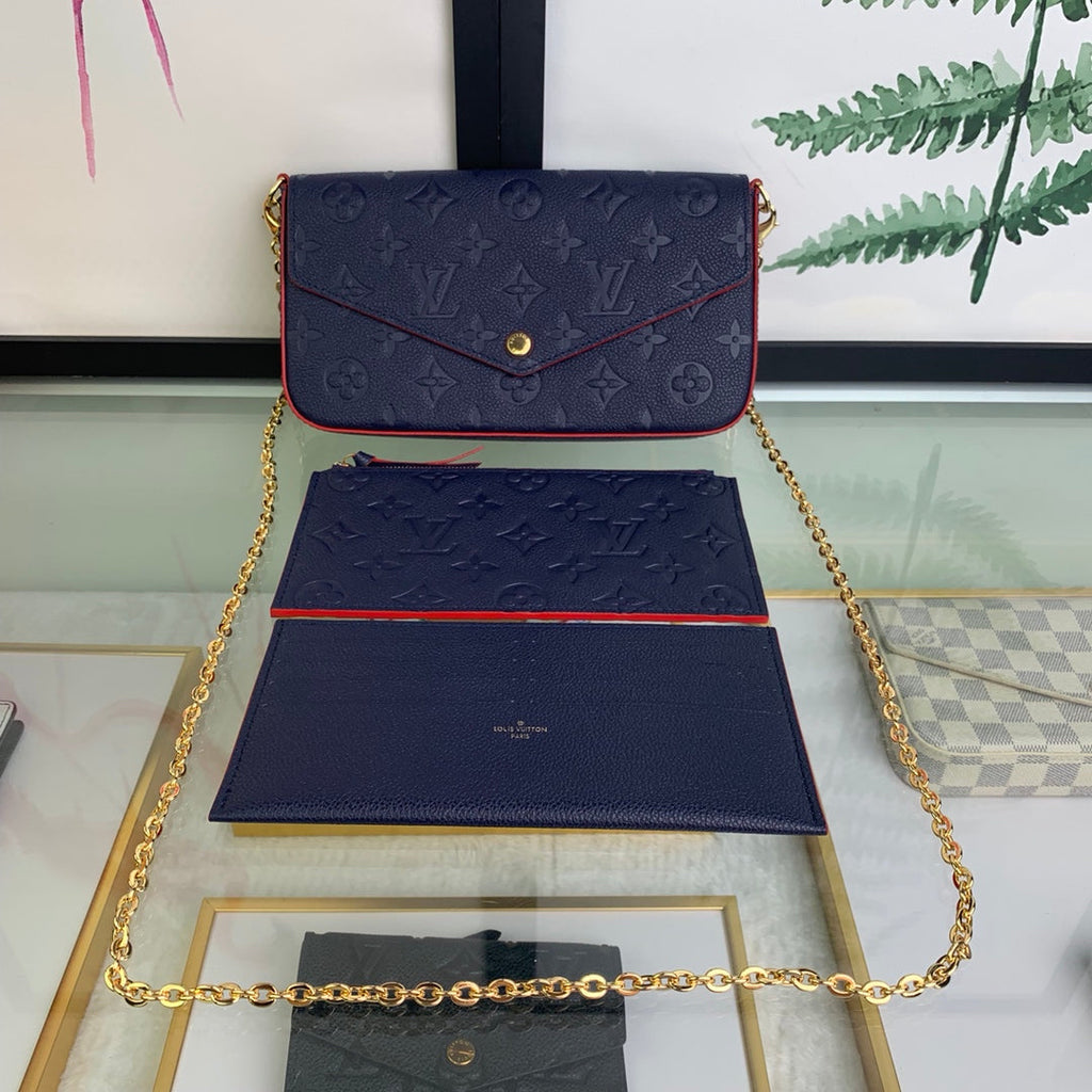 Louis Vuitton M64099 Félicie Pochette Monogram Leather Navy Blue - 21 x 12 x 3 cm / Navy Blue / - View 1