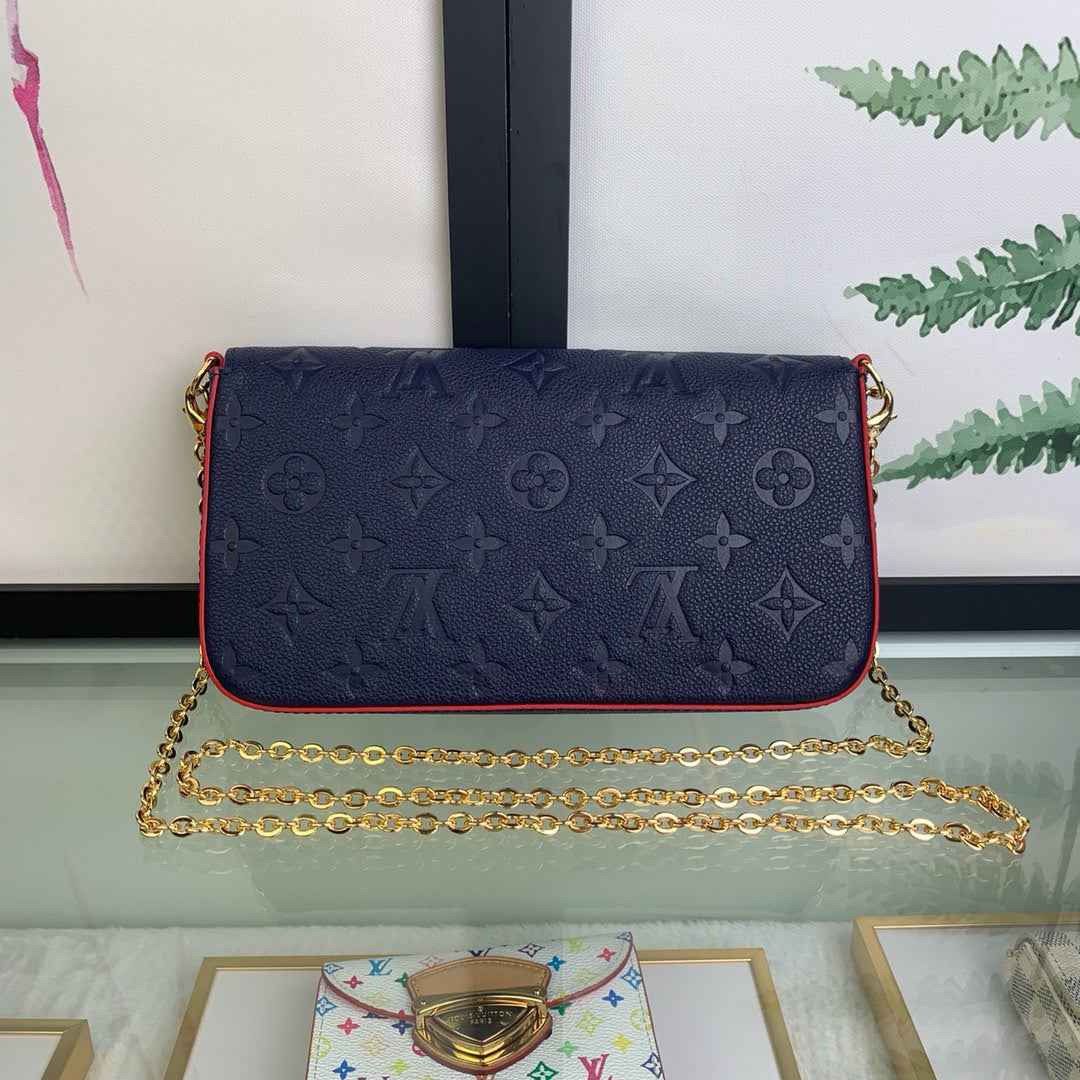 Louis Vuitton M64099 Félicie Pochette Monogram Leather Navy Blue