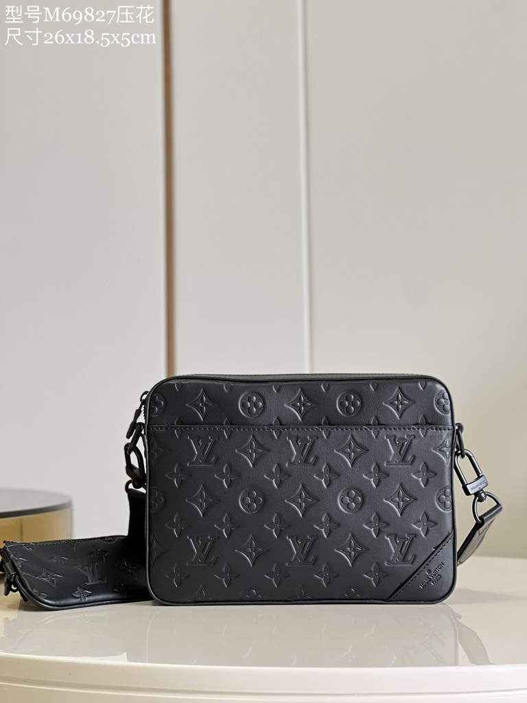 Louis Vuitton M69827 Duo Messenger Monogram Shadow Leather Black