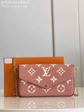 Louis Vuitton M80482 Félicie Pochette Leather Pink