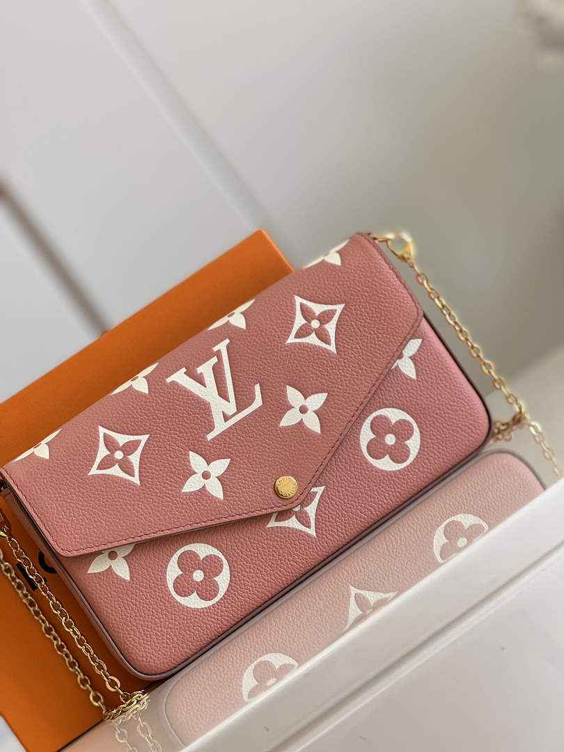 Louis Vuitton M80482 Félicie Pochette Leather Pink