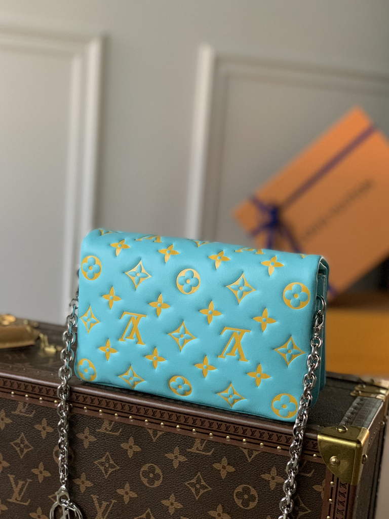Louis Vuitton M80744 Pochette Coussin Handbag Calfskin M80742 Blue - Default Title - View 2