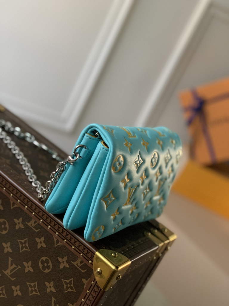 Louis Vuitton M80744 Pochette Coussin Handbag Calfskin M80742 Blue - Default Title - View 3