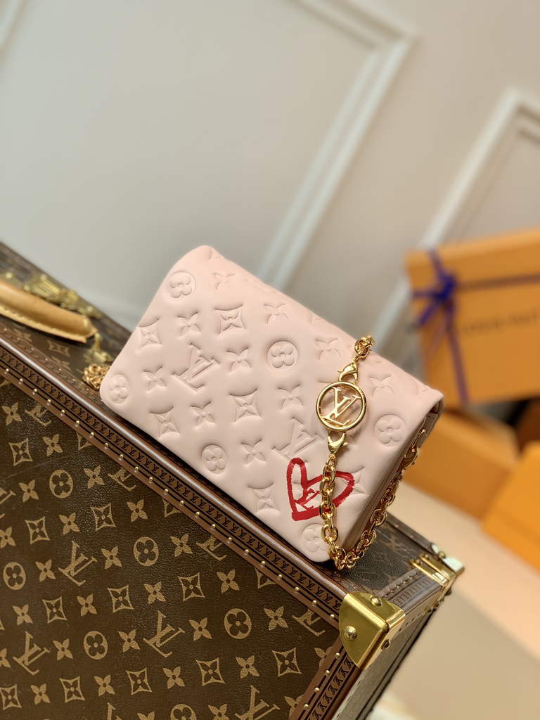 Louis Vuitton M80834 Pochette Coussin Handbag Calfskin Leather Pink - Default Title - View 1