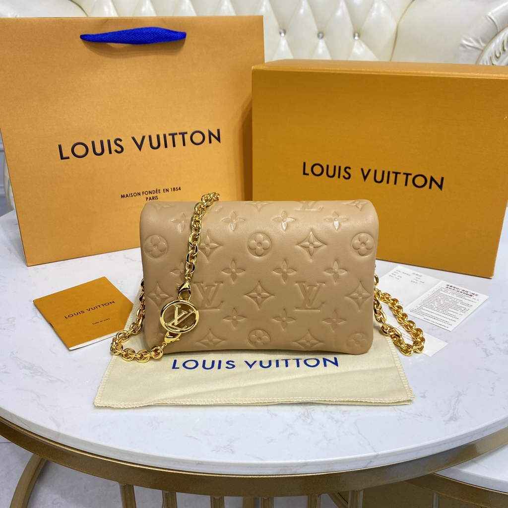 Louis Vuitton M80818 Pochette Coussin Bag Calfskin M80742 Dark Beige