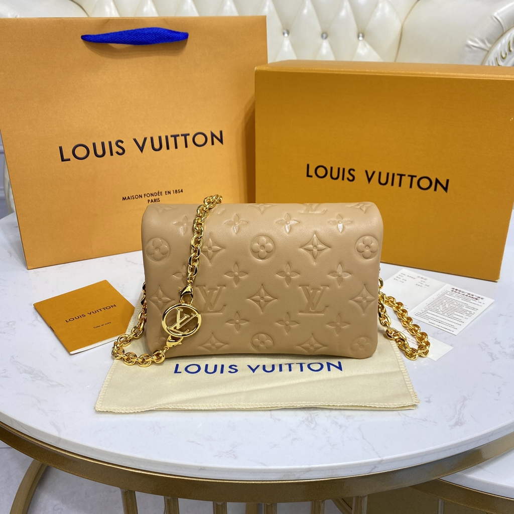 Louis Vuitton M80818 Pochette Coussin Bag Calfskin M80742 Dark Beige - Default Title - View 1