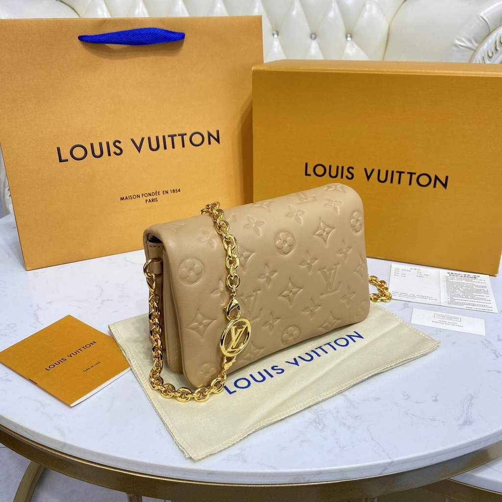 Louis Vuitton M80818 Pochette Coussin Bag Calfskin M80742 Dark Beige