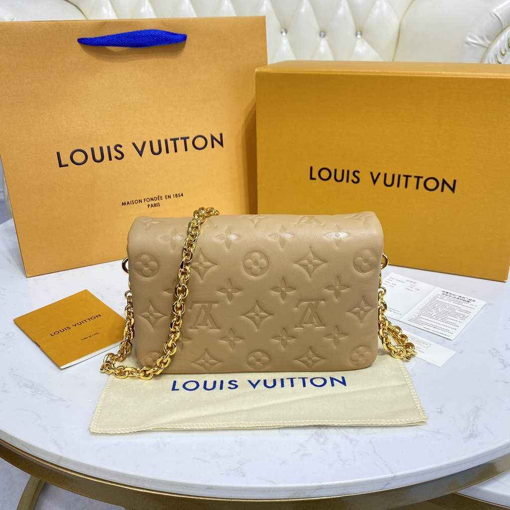 Louis Vuitton M80818 Pochette Coussin Bag Calfskin M80742 Dark Beige
