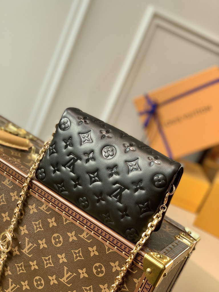Louis Vuitton M82116 Pochette Coussin Handbag Calfskin Leather Black - Default Title - View 2