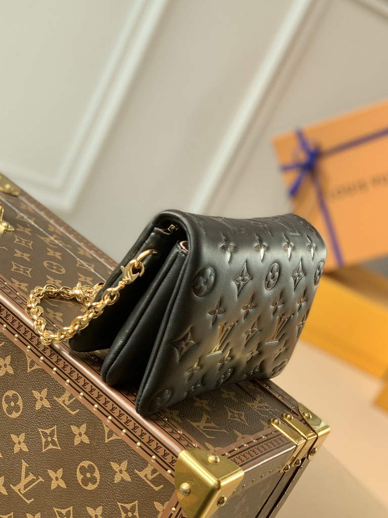 Louis Vuitton M82116 Pochette Coussin Handbag Calfskin Leather Black - Default Title - View 3