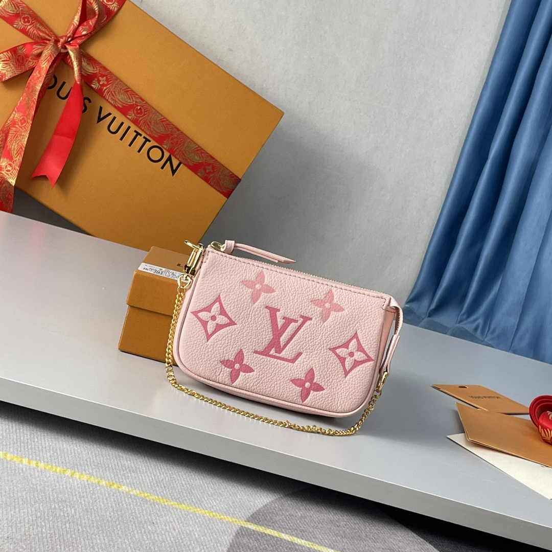 Louis Vuitton Mini Pochette Accessoires M80501 Pink Leather - Default Title - View 1