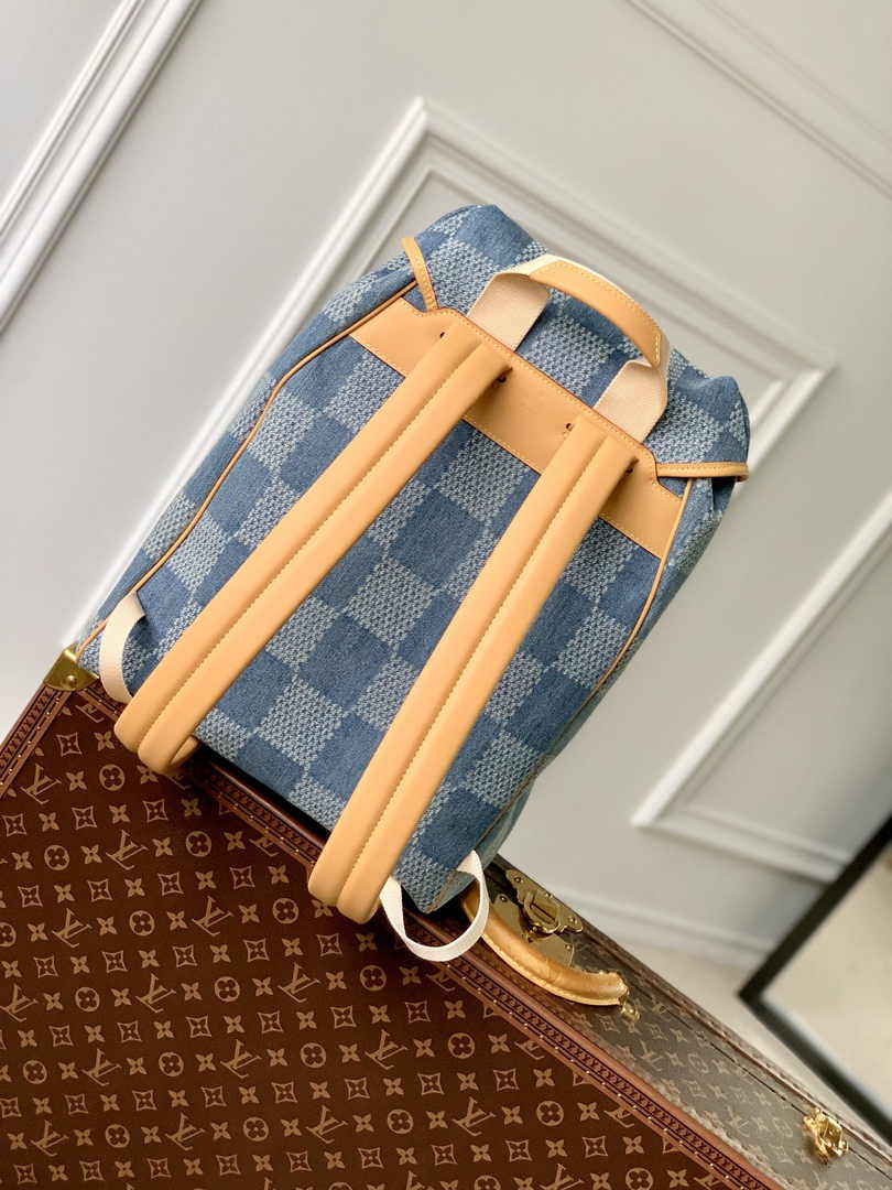Louis Vuitton Montsouris Backpack N40708 Blue Damier Denim