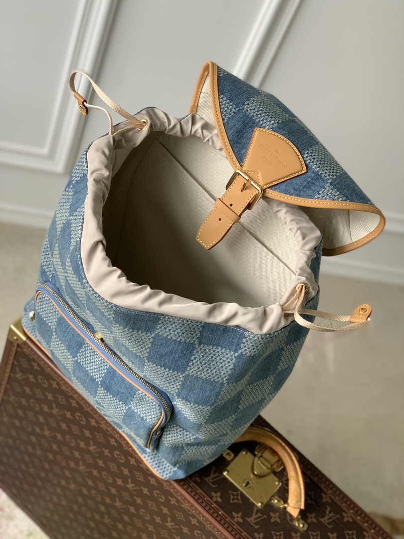 Louis Vuitton Montsouris Backpack N40708 Blue Damier Denim
