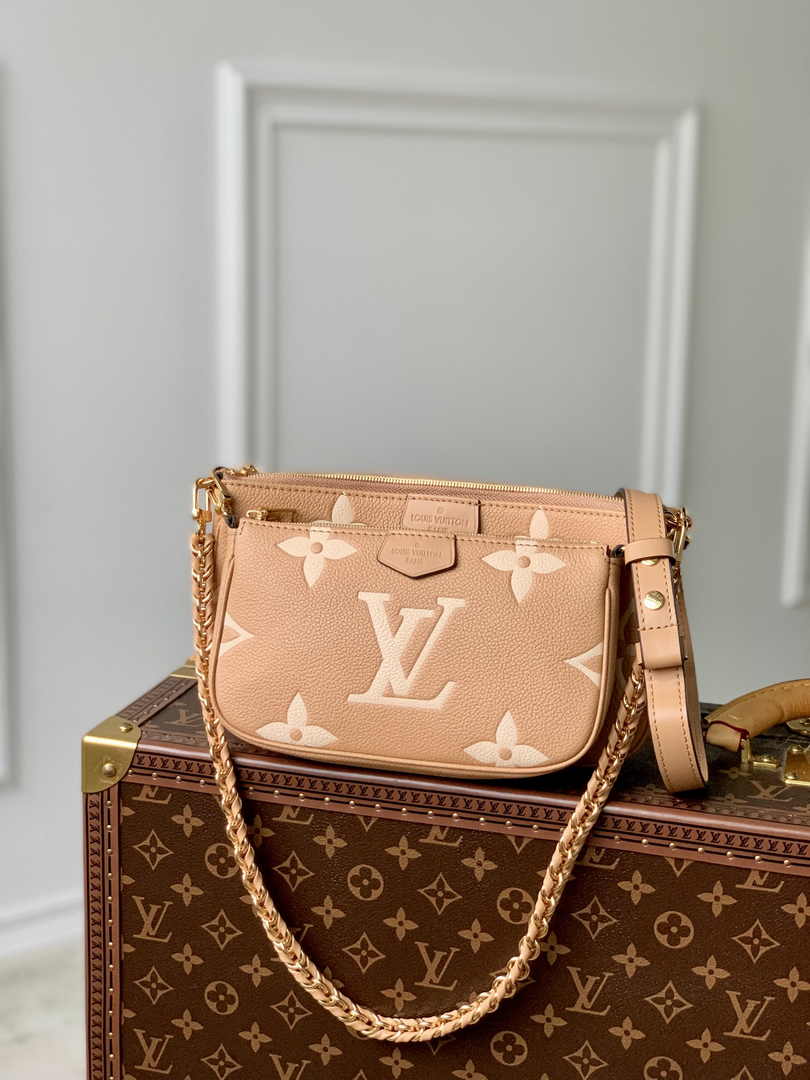 Louis Vuitton Multi Pochette M80399 Tan Monogram Leather - Default Title - View 1