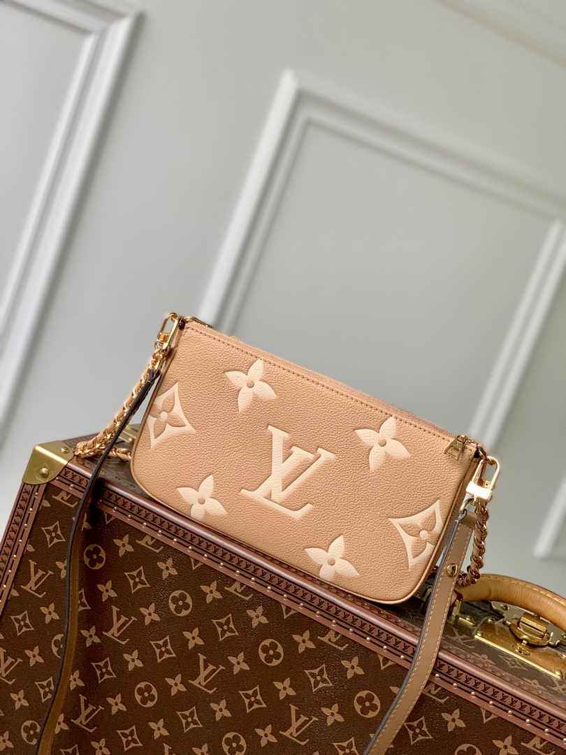 Louis Vuitton Multi Pochette M80399 Tan Monogram Leather