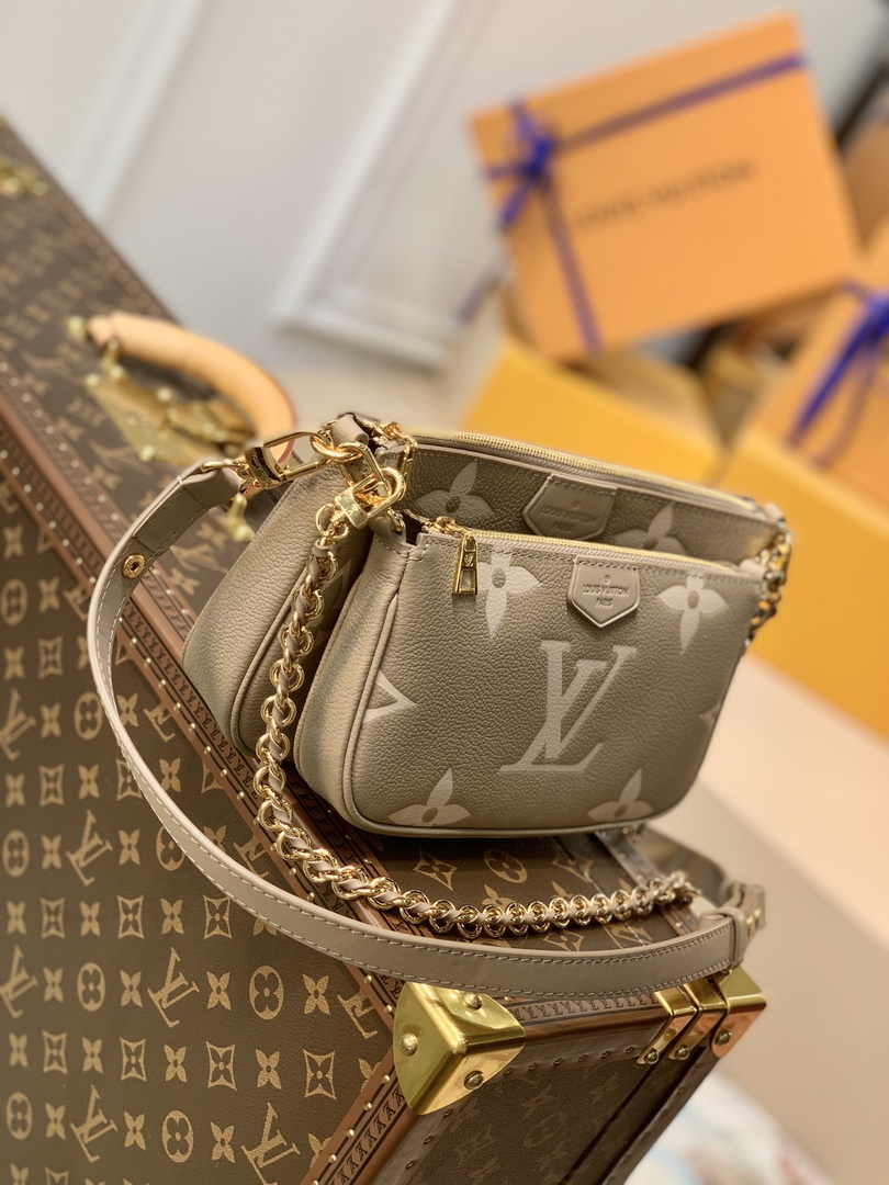 Louis Vuitton Multi Pochette M80399 Gray Monogram Leather - Default Title - View 3