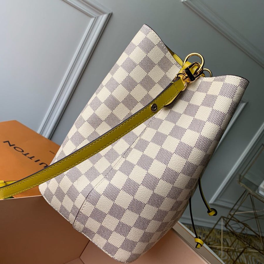 Louis Vuitton N40151 NéoNoé MM Bucket Bag Damier Azur Canvas - 26 x 26 x 17.5 cm / Damier Azur Canvas Yellow - View 6