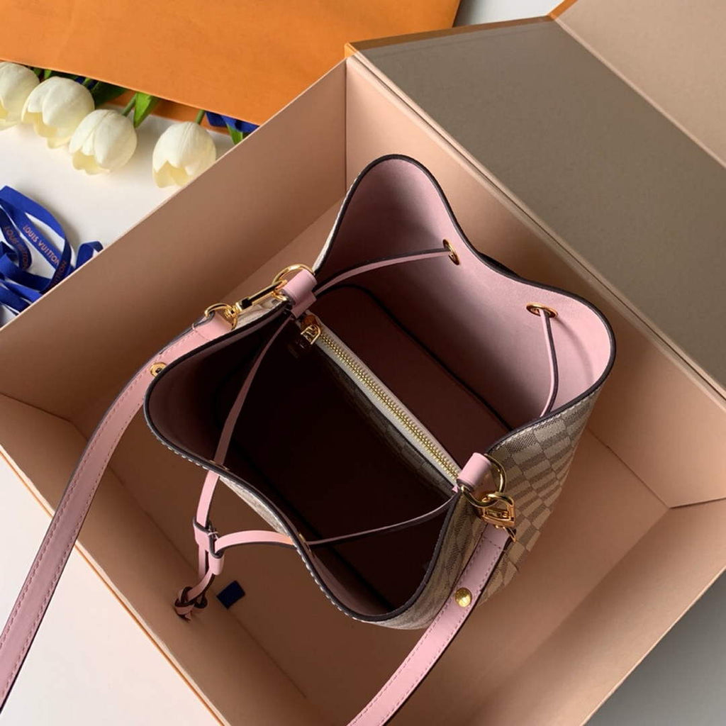 Louis Vuitton N40152 NéoNoé MM Bucket Bag Damier Azur Canvas - 26 x 26 x 17.5 cm / Damier Azur Canvas Pink - View 7