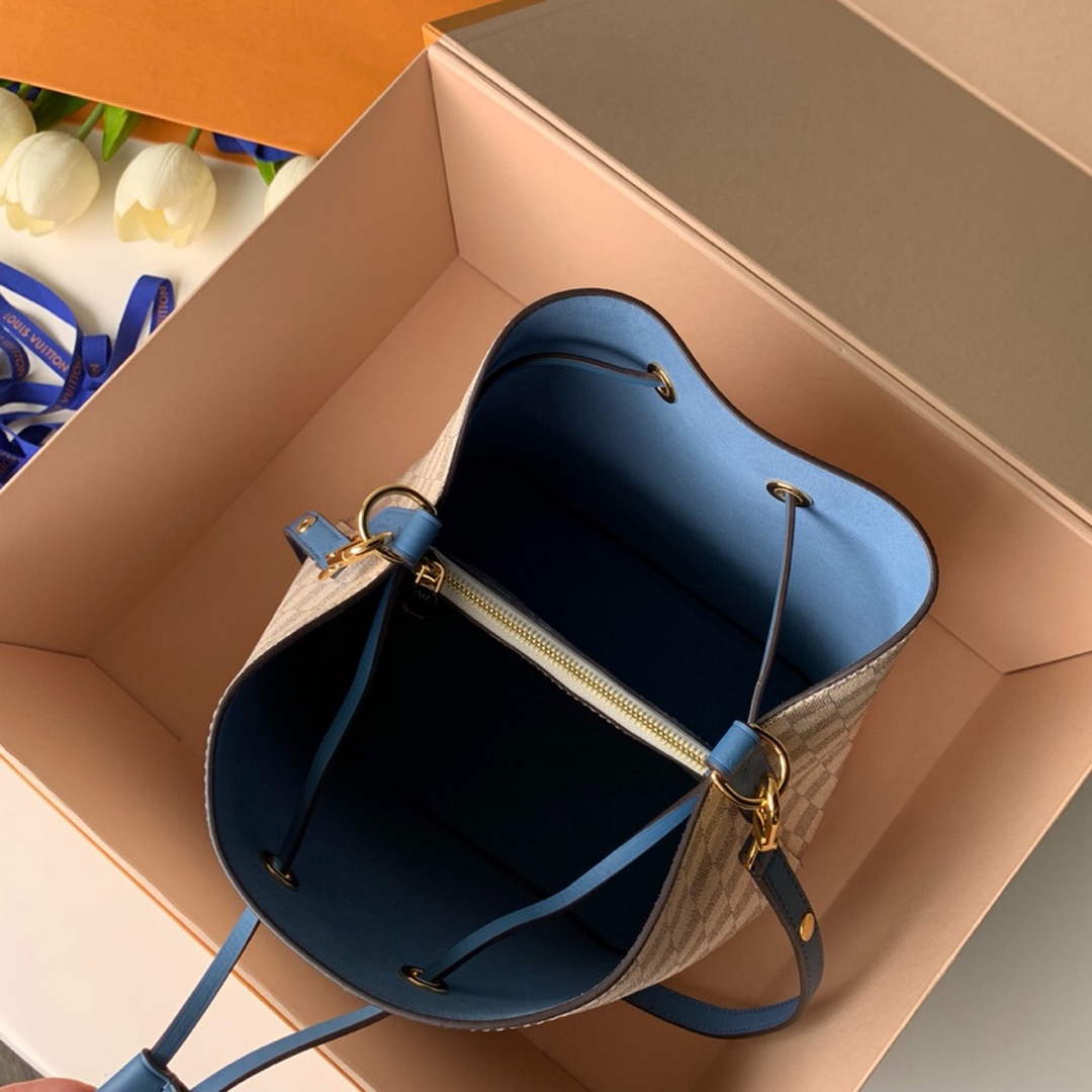 Louis Vuitton N40153 NéoNoé MM Bucket Bag Damier Azur Canvas - 26 x 26 x 17.5 cm / Damier Azur Canvas Blue - View 8