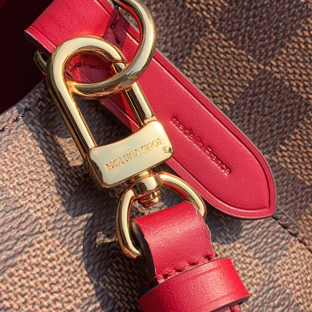 Louis Vuitton N40214 NéoNoé MM Bucket Bag Damier Ebène canvas - 26 x 26 x 17.5 cm / Damier Ebène canvas Red - View 8