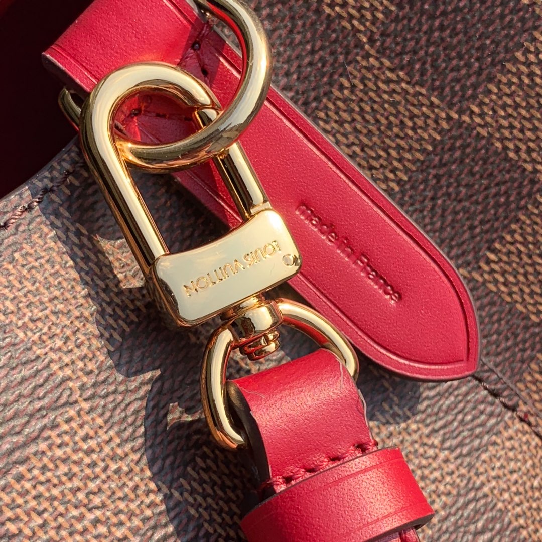 Louis Vuitton N40214 NéoNoé MM Bucket Bag Damier Ebène canvas - 26 x 26 x 17.5 cm / Damier Ebène canvas Red - View 8