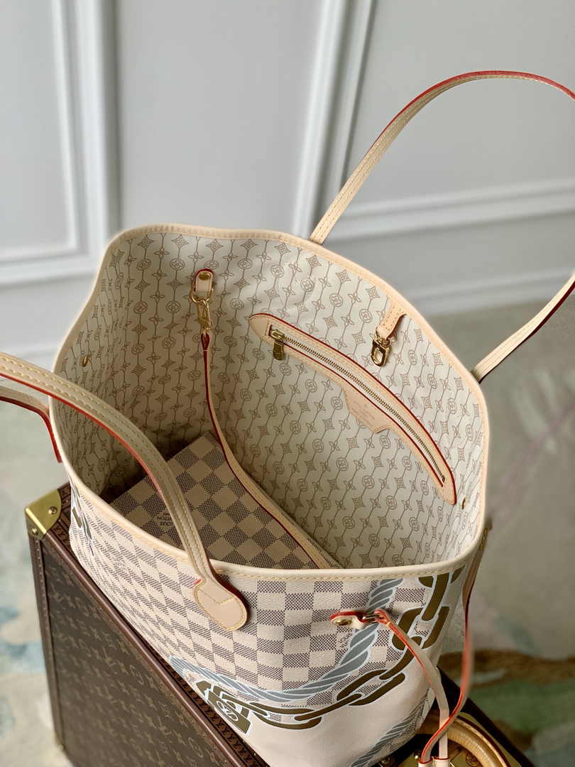 Louis Vuitton N40471 Neverfull MM Shoulder Bag Damier Azur