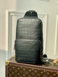 Louis Vuitton N41720 Avenue Sling Bag Damier Leather Black