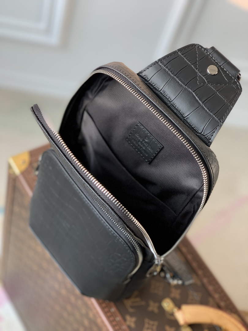 Louis Vuitton N41720 Avenue Sling Bag Damier Leather Black