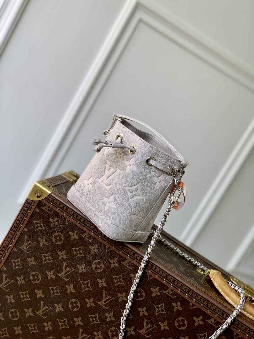 Louis Vuitton Nano Noé Bag M14224 Gray White Leather