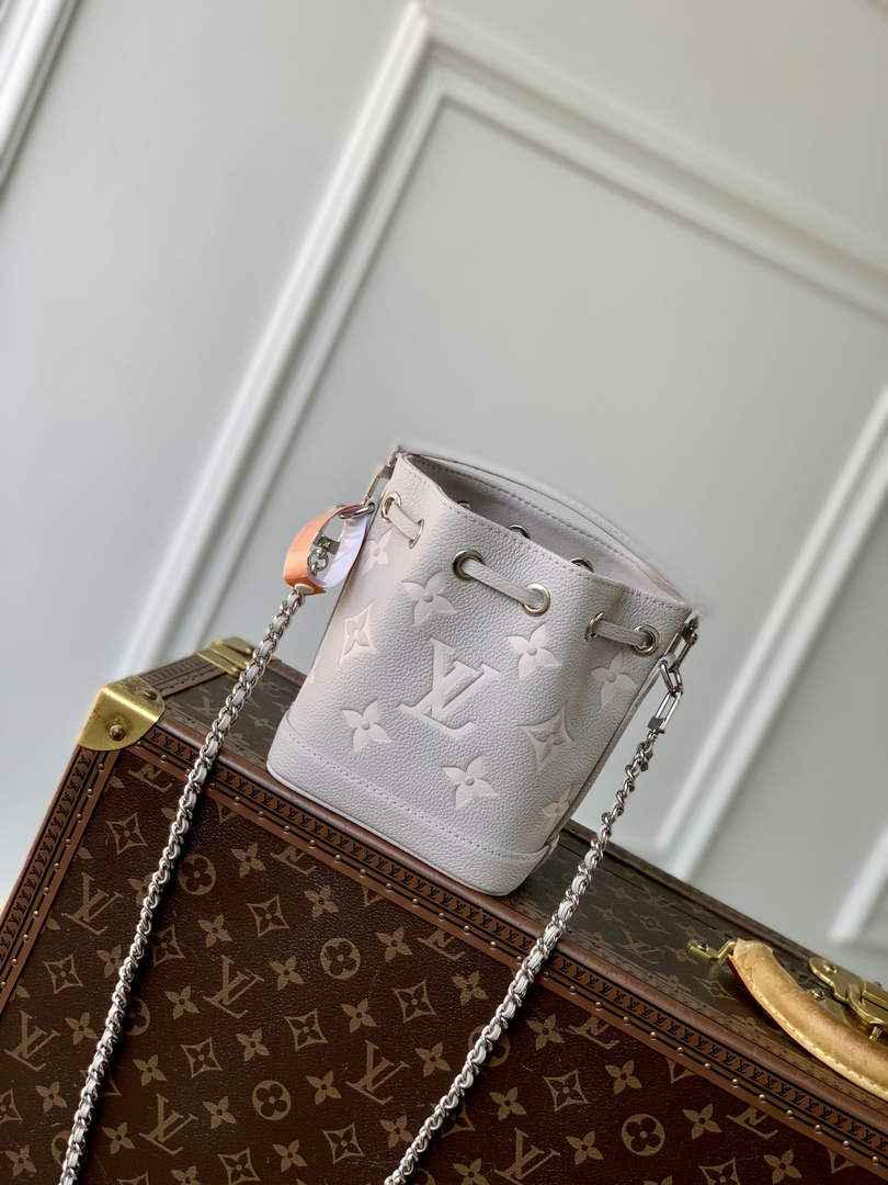 Louis Vuitton Nano Noé Bag M14224 Gray White Leather