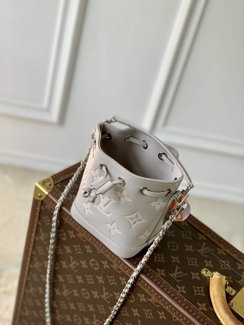 Louis Vuitton Nano Noé Bag M14224 Gray White Leather