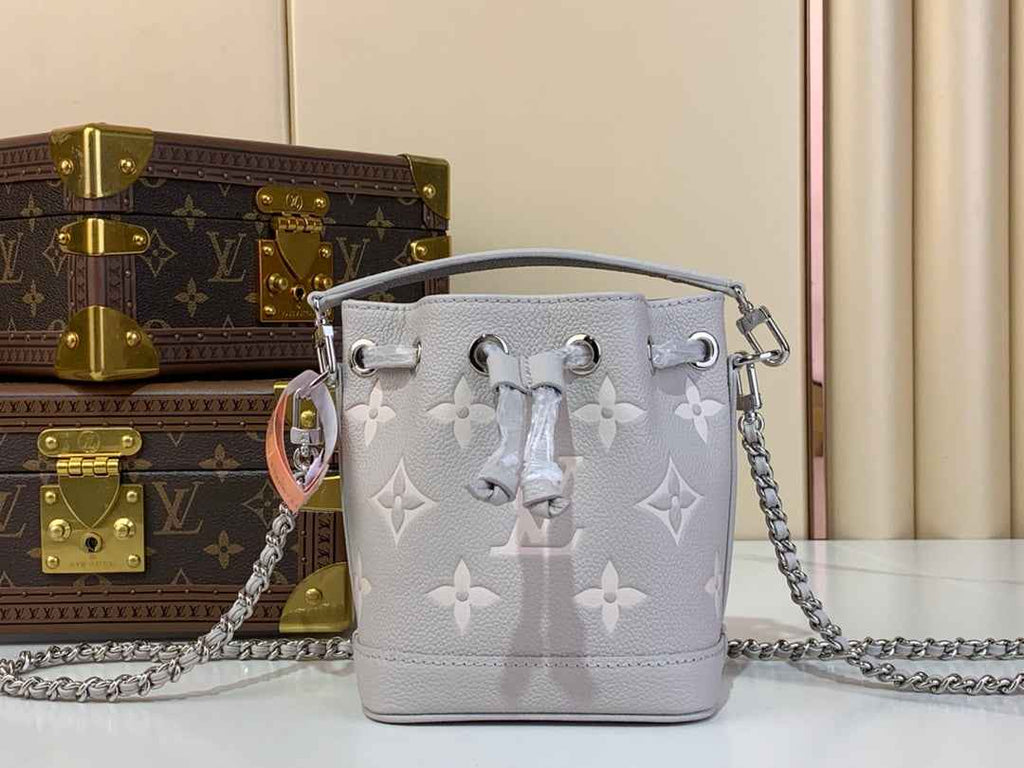 Louis Vuitton Nano Noé Bag M14224 Gray White Leather