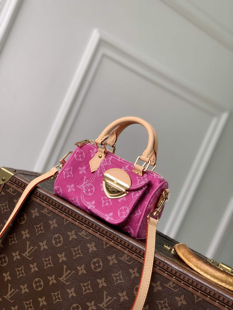 Louis Vuitton Nano Speedy Bag M27603 Fuchsia Denim