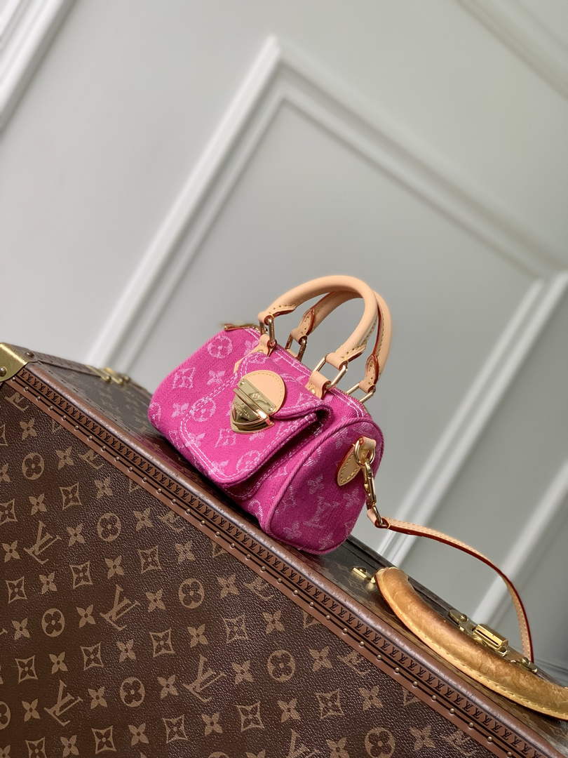 Louis Vuitton Nano Speedy Bag M27603 Fuchsia Denim