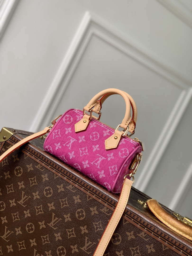 Louis Vuitton Nano Speedy Bag M27603 Fuchsia Denim